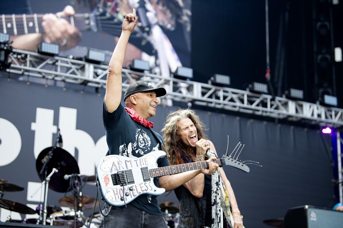 Steven Tyler and Tom Morello on stage together