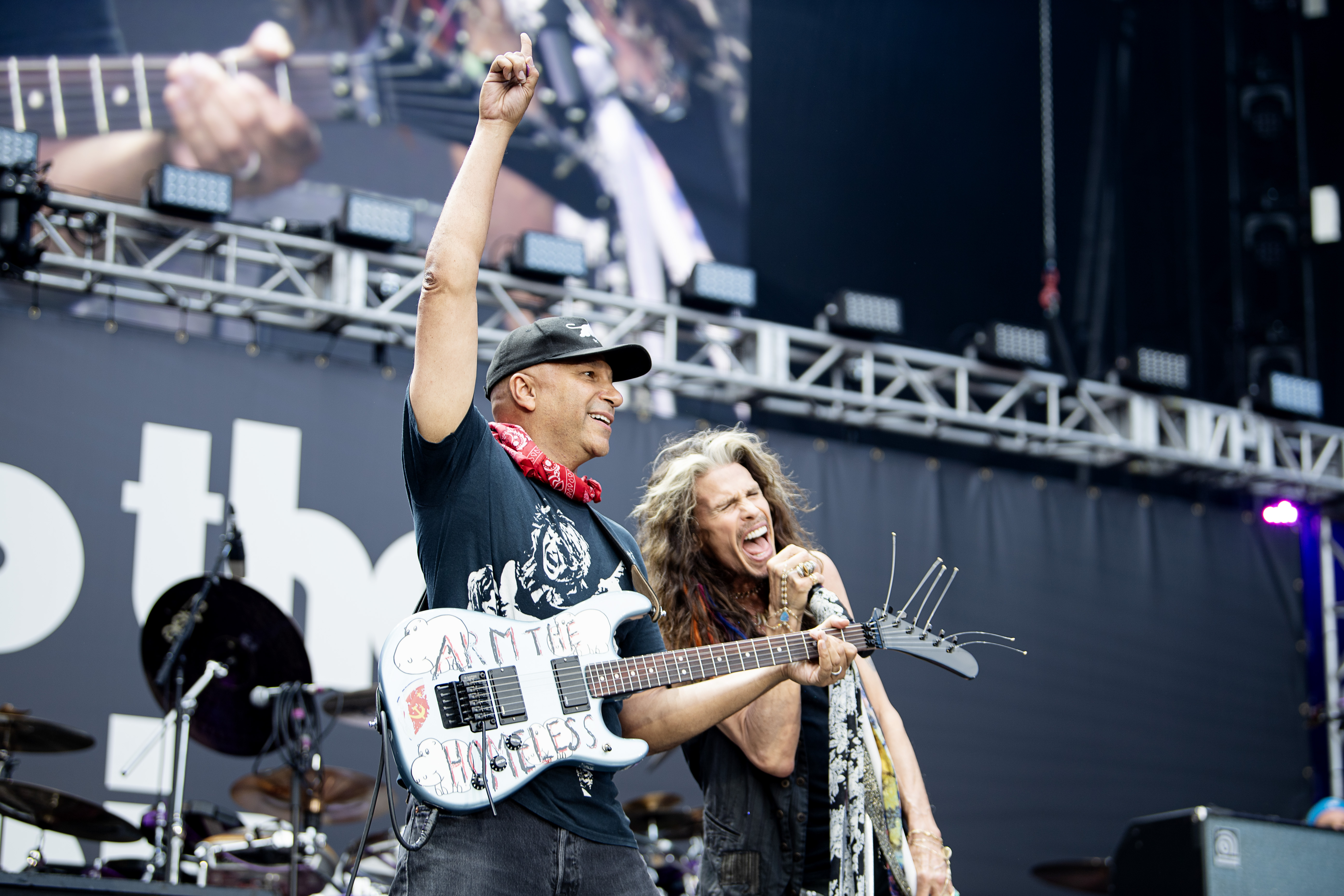 Steven Tyler and Tom Morello on stage together