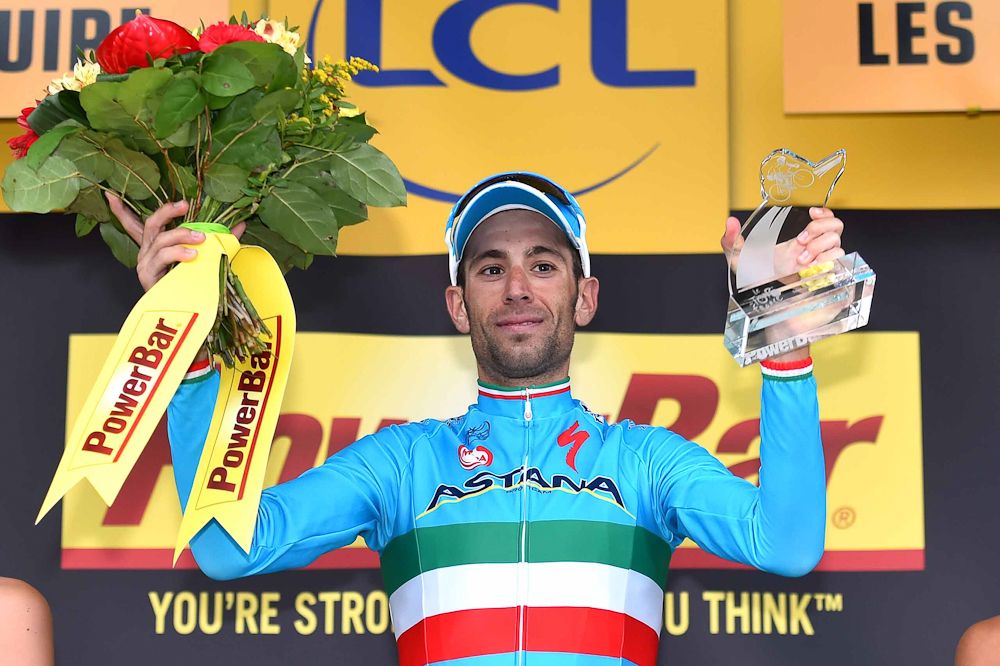 Vincenzo Nibali on the stage 19 podium
