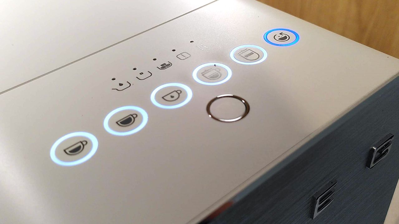 Control panel on top of Smeg BCC13 coffee maker