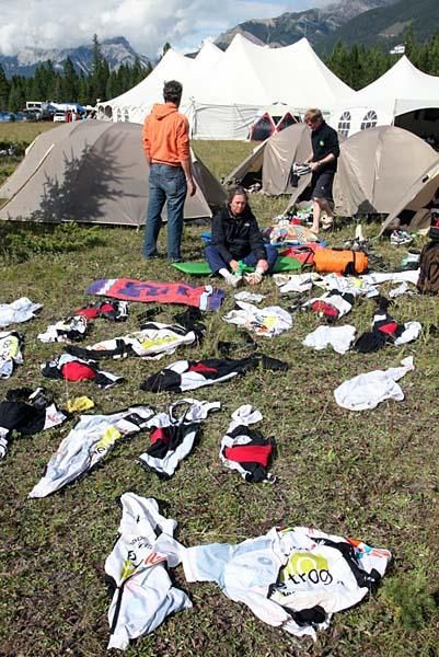 These clothes are getting a little help from the sun to dry.