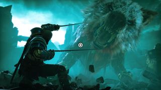 Kratos battles Garm within Helheim in God of War Ragnarok