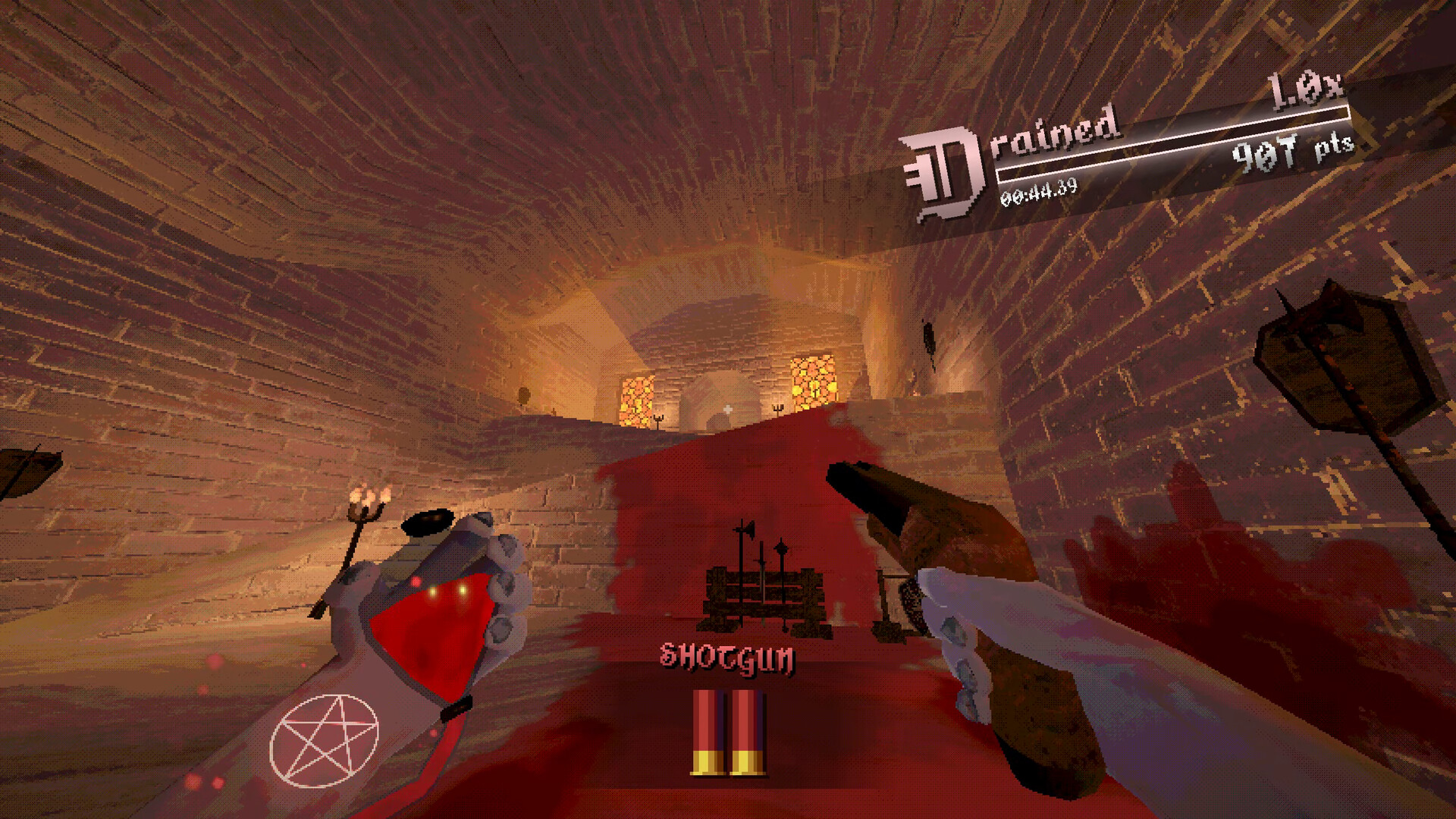 A bloodspattered cathedral chamber in Blood Vial.