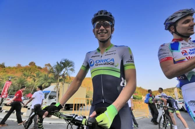 Estaban Chaves (Orica-GreenEdge) gives a smile after stage 1