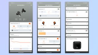 A compilation of screenshots showing the JBL Headphones app on Google Pixel 7 Pro