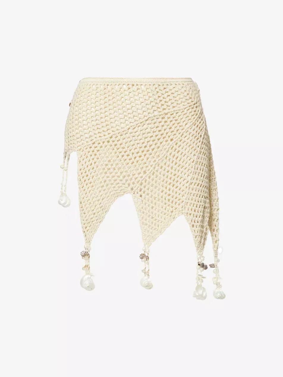 Ursule Shell Cotton-Crochet Mini Skirt - Xs