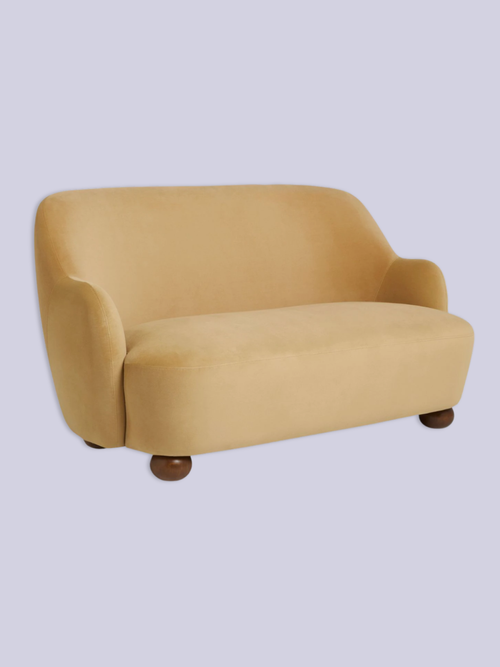 Soft Caramel Natural Velvet Ellio 2-Seater Sofa