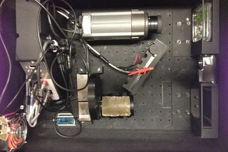 The imaging system we built with colleagues to capture fluorescent plant gene expression data during parabolic flight and, eventually, suborbital operations.