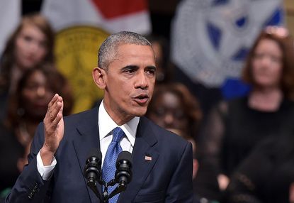 President Obama speaks at a memorial for police in Dallas