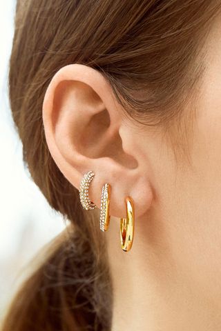 BaubleBar Lucy Set of 3 Huggie Hoop Earrings 