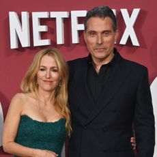  Gillian Anderson and Rufus Sewell attend the World Premiere of "Scoop" at The Curzon Mayfair on March 27, 2024 in London, England. 