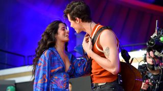 NEW YORK, NEW YORK - SEPTEMBER 25: Camila Cabello and Shawn Mendes perform onstage during Global Citizen Live, New York on September 25, 2021 in New York City.
