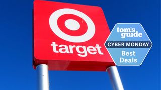 red target sign with a tom's guide cyber monday deal tag attahced