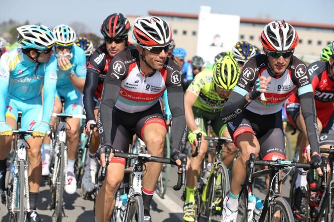 Danilo Hondo (RadioShack - Leopard) and teammate Andy Schleck