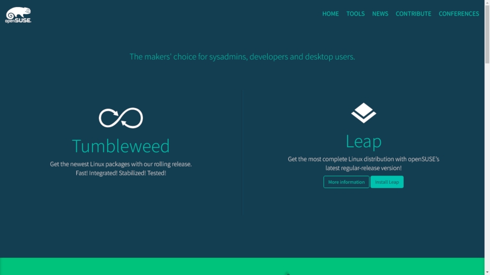 Website screenshot for OpenSUSE.
