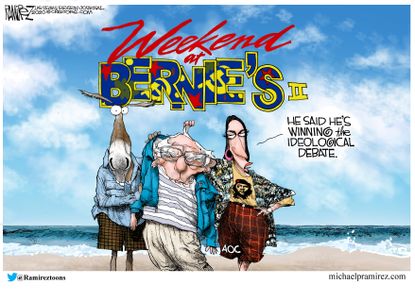 Political Cartoon U.S. Weekend at Bernies winning debate Florida