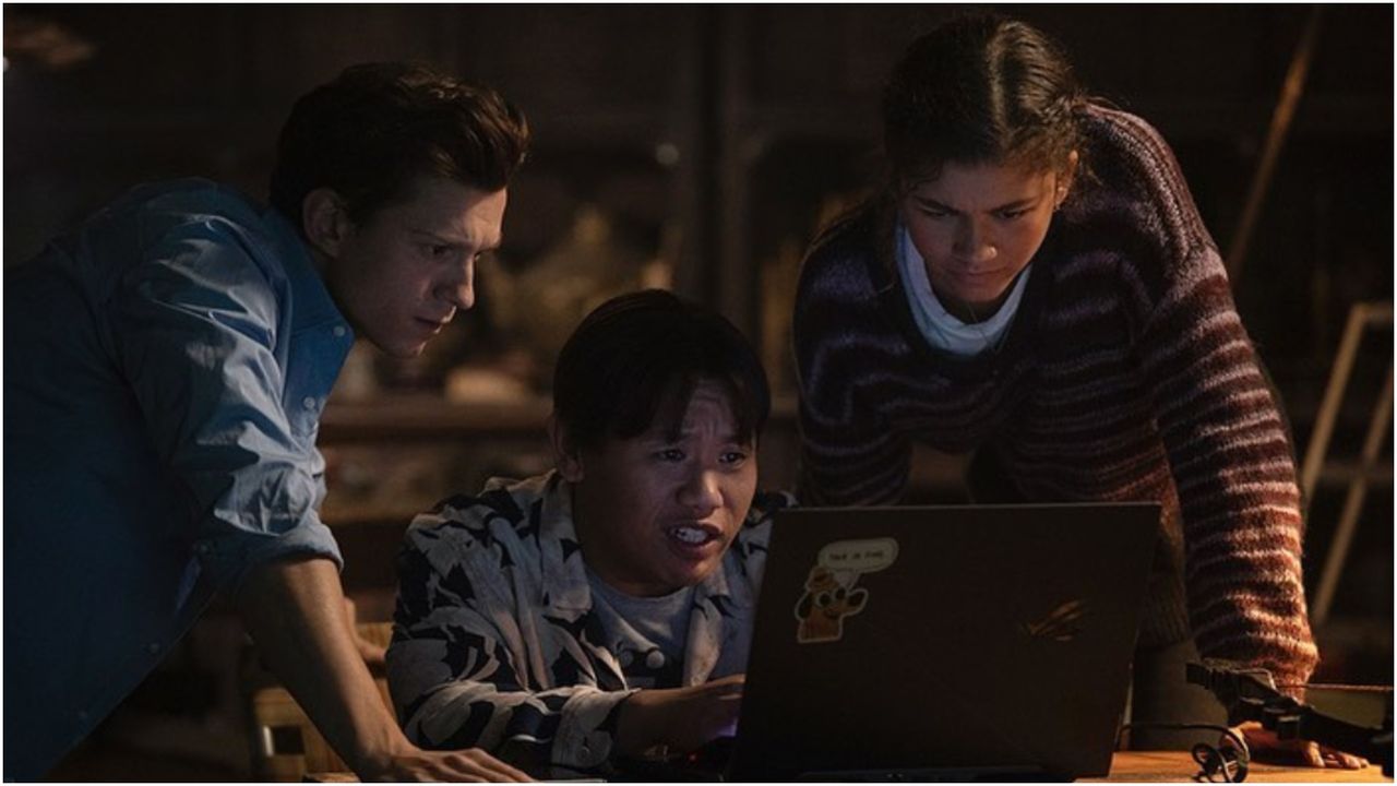 Tom Holland, Zendaya, and Jacob Batalon in Spider-Man 3