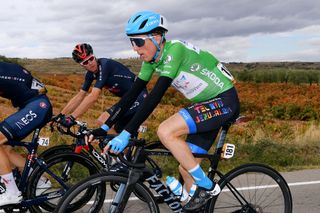 VINUESA SPAIN OCTOBER 22 Daniel Martin of Ireland and Team Israel StartUp Nation Green Points Jersey Christopher Froome of The United Kingdom and Team INEOS Grenadiers during the 75th Tour of Spain 2020 Stage 3 a 1661km stage from Lodosa to La Laguna Negra Vinuesa 1735m lavuelta LaVuelta20 La Vuelta on October 22 2020 in Vinuesa Spain Photo by Justin SetterfieldGetty Images