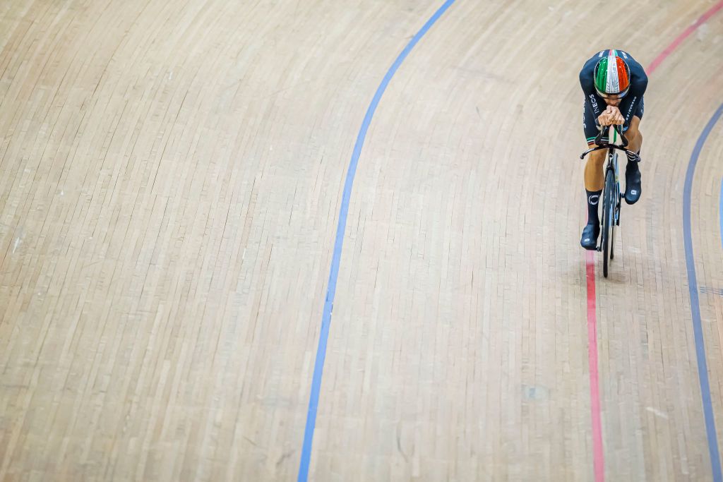 Filippo Ganna breaks the UCI Hour Record on 8 October 2022, riding 56.792 kilometres