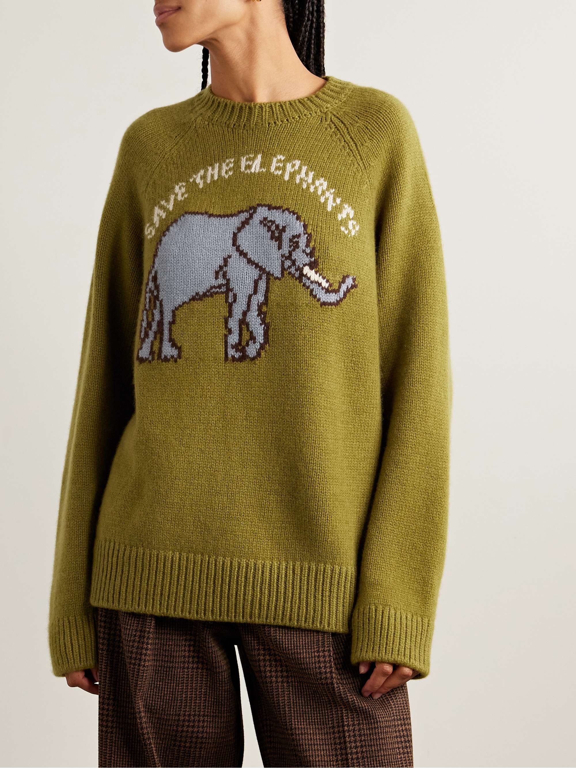 Intarsia-Knit Cashmere Sweater