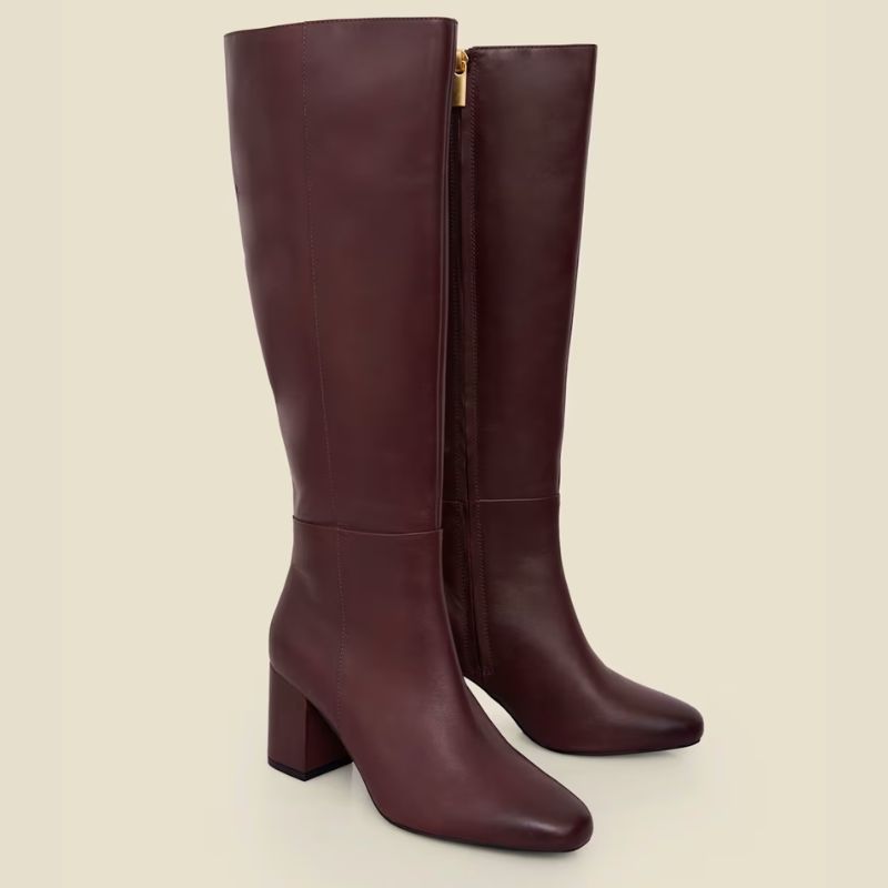 burgundy knee high boots from Sosandar