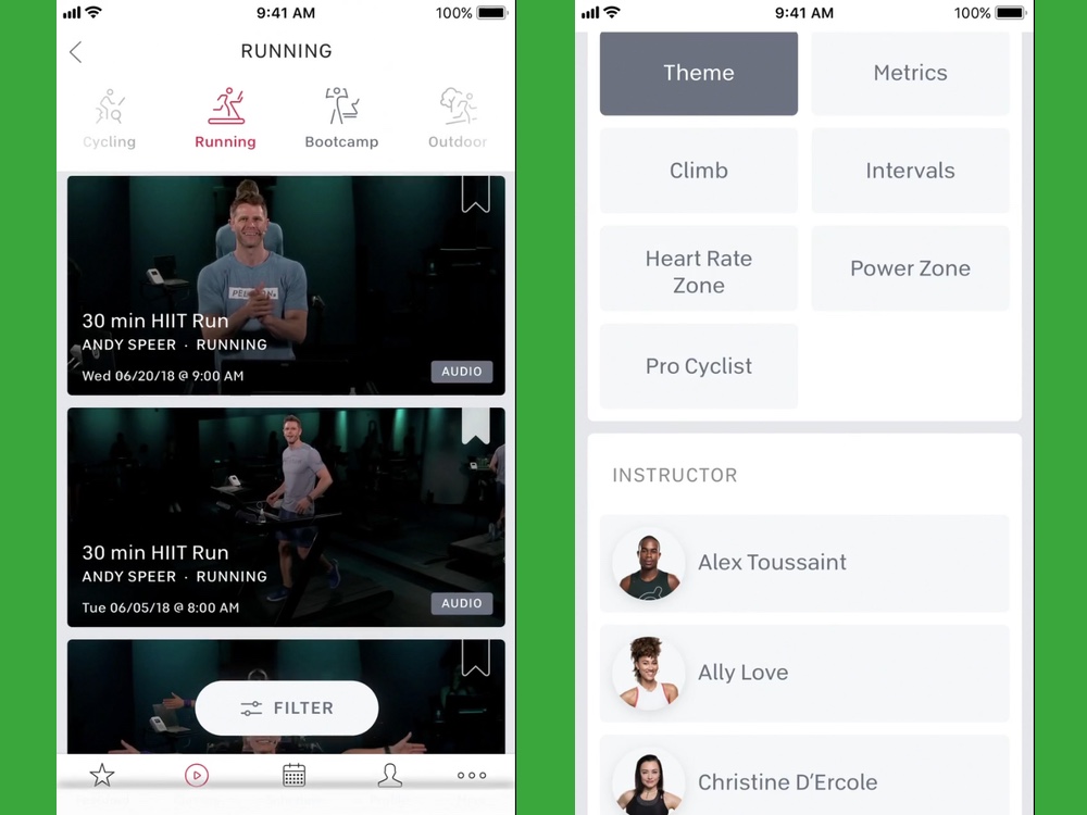 a screenshot from the peloton app, one of the best running apps