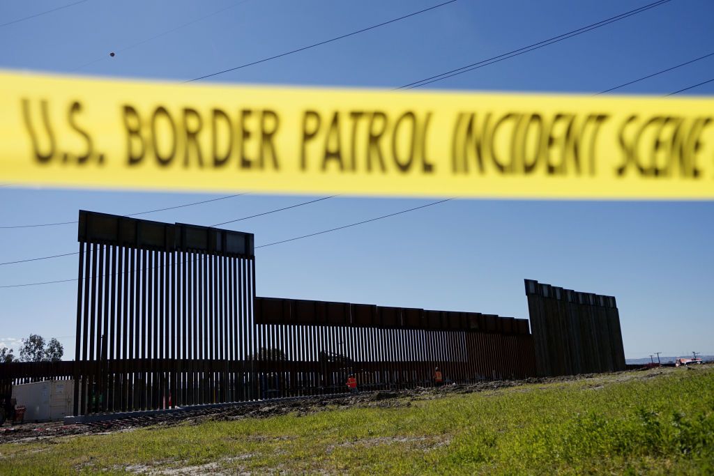 A secondary border wall being constructed in California