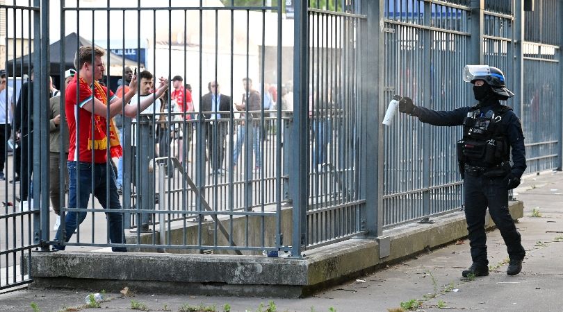 French police use pepper spray against Liverpool fans ahead of the Champions League final.