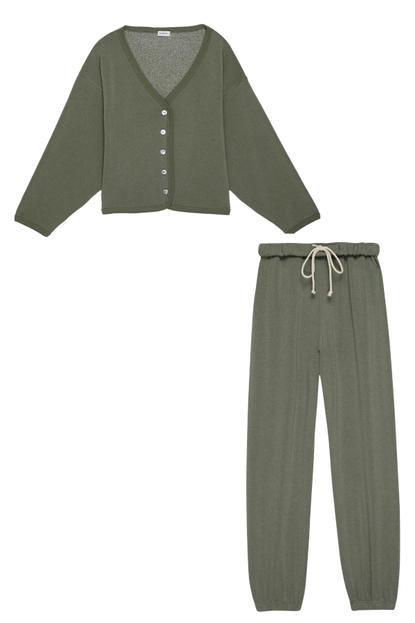 Donni Eco-Fleece Cardi + Eco-Fleece Roll Pant