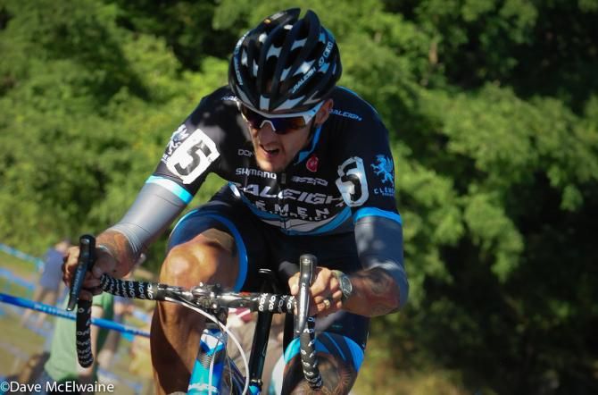 Ben Berden (Raleigh Clement) hammering on the front of the race
