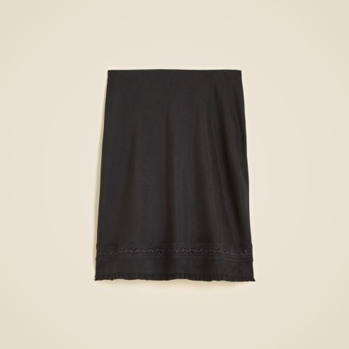 Lace-Trim Slip Skirt in Matte Textured Satin