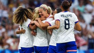 U.S. Olympic soccer team after scoring a goal against Australia