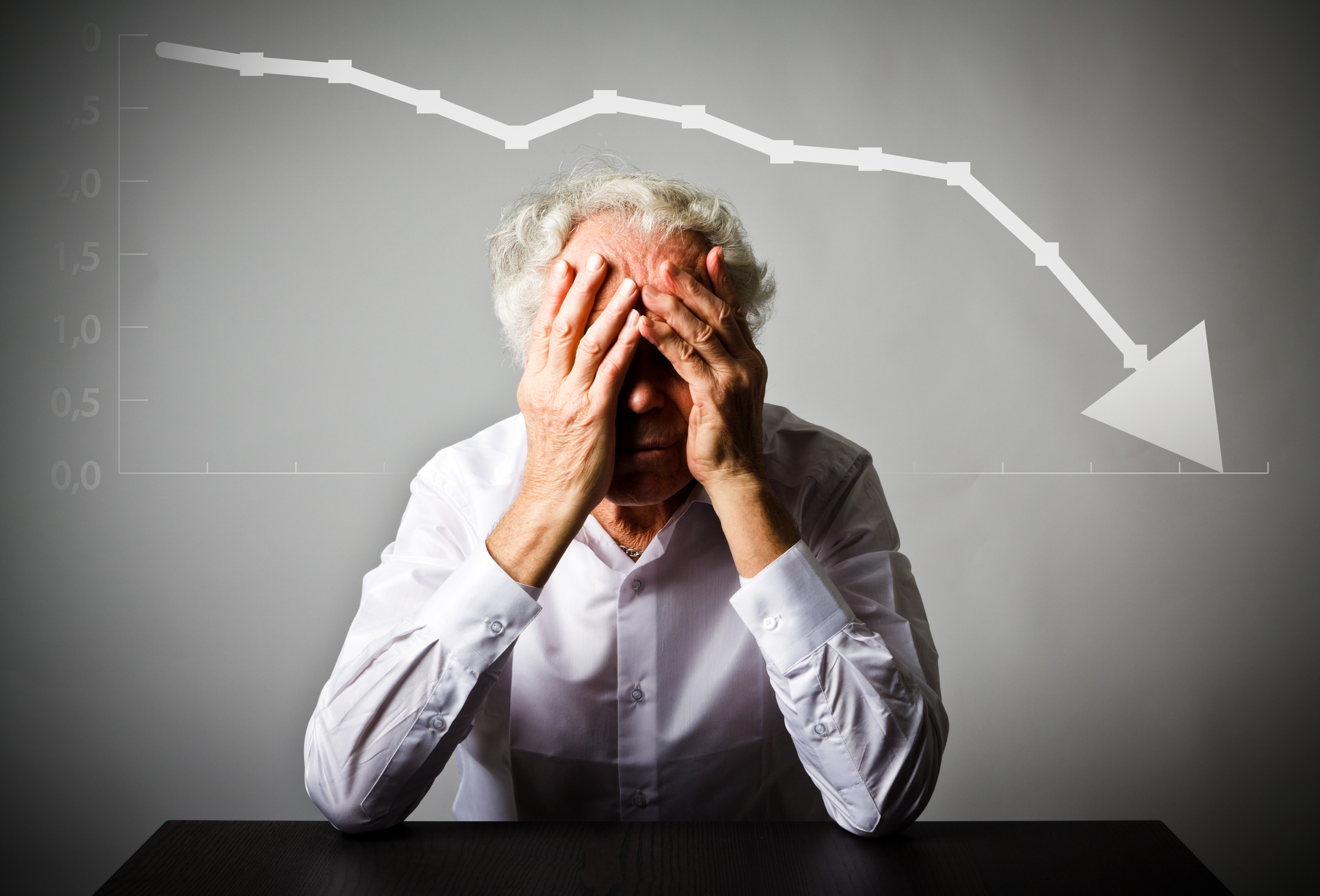 A man in panic over stock declines