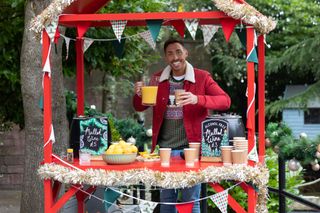 Scott Drinkwell is trying to bring some festive cheer to Hollyoaks.