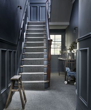 Navy and grey hallway ideas by Carpetright with rustic wooden furniture