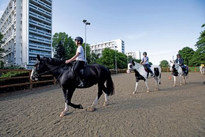 Jed Owolade, Simon Hawkes and Godwin Mpungi. Ebony Horse Club, Brixton, South London. ©Richard Cannon for Country Life