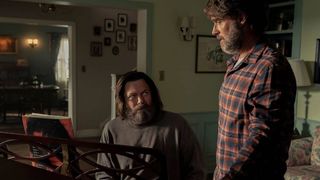 Nick Offerman and Murray Bartlett at a piano in The Last of Us