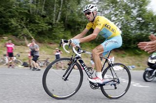 Vincenzo Nibali (Astana) attacking on Hautacam