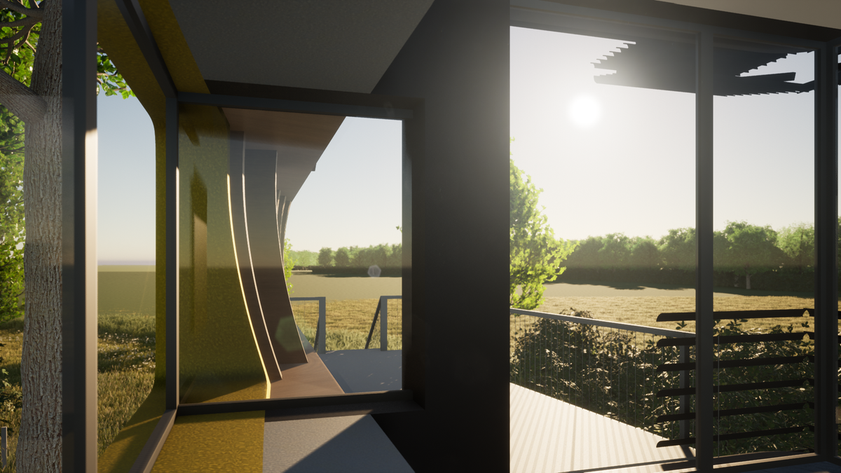 A mock-up of the view from the plane inspired self build