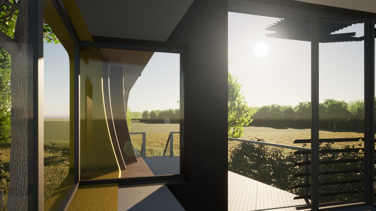 A mock-up of the view from the plane inspired self build