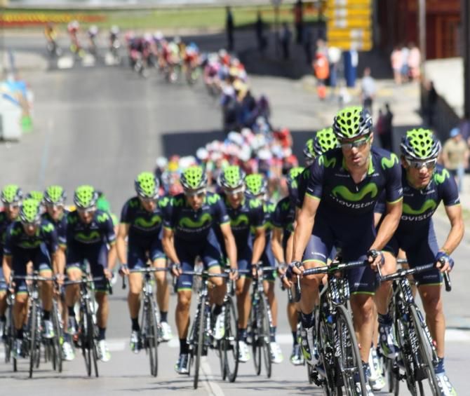 Fran Ventoso guides 16 fellow Movistar riders contending the race and the rest of the peloton.