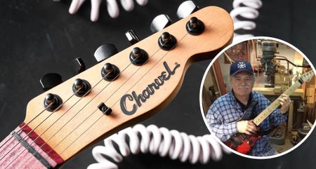 A Charvel Type 2 Tele headstock with an inset of the company's founder, the late Wayne Charvel, who died on 12 July