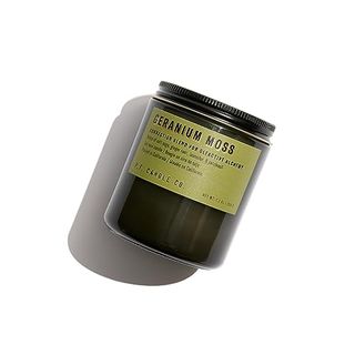 P.f. Candle Co. Geranium Moss Alchemy Scented Soy Wax Candle (7.2 Oz) 40-50 Hour Burn Time, Cotton Wick, Smoky Black Glass Jar