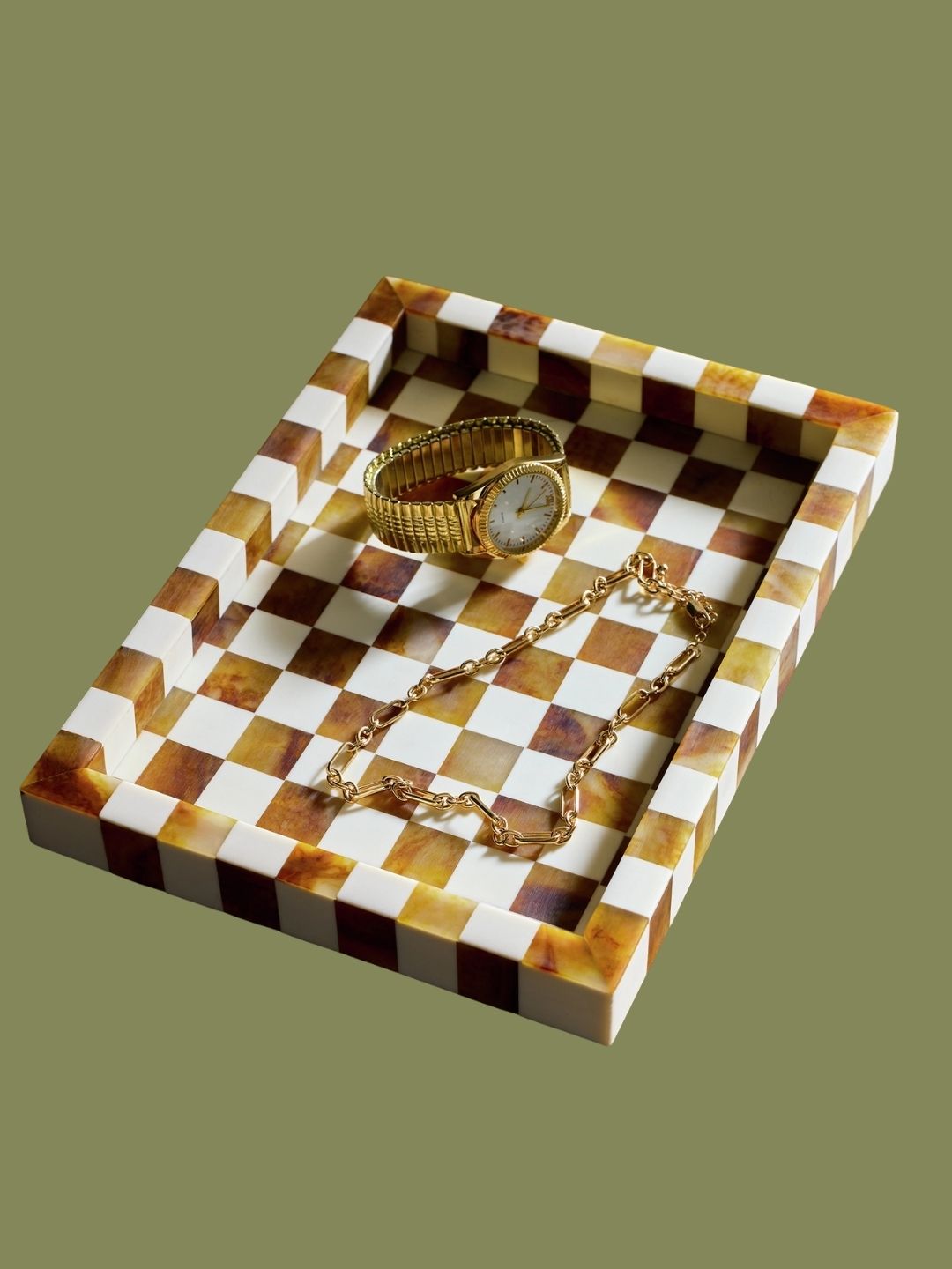 Habitat, Checkered Trinket Tray - Brown