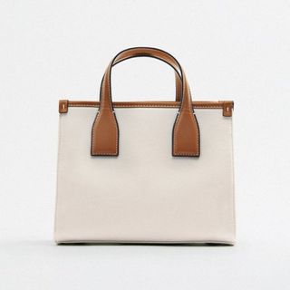 canvas and tan tote bag