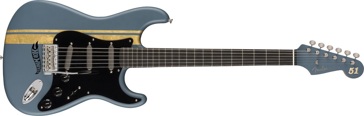 Fender Mod Rod Strat, Dark Blue with Gold Leaf Competition Stripes