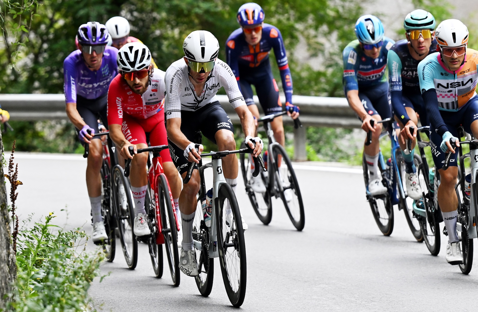 COMO, ITALY - OCTOBER 10: George Bennett of New Zealand and Team NSN Cycling Team competes in the breakaway during the 120th Il Lombardia 2026 a 239km one day race from Bergamo to Como / #UCIWT / on October 10, 2026 in Como, Italy. (Photo by Dario Belingheri/Getty Images)