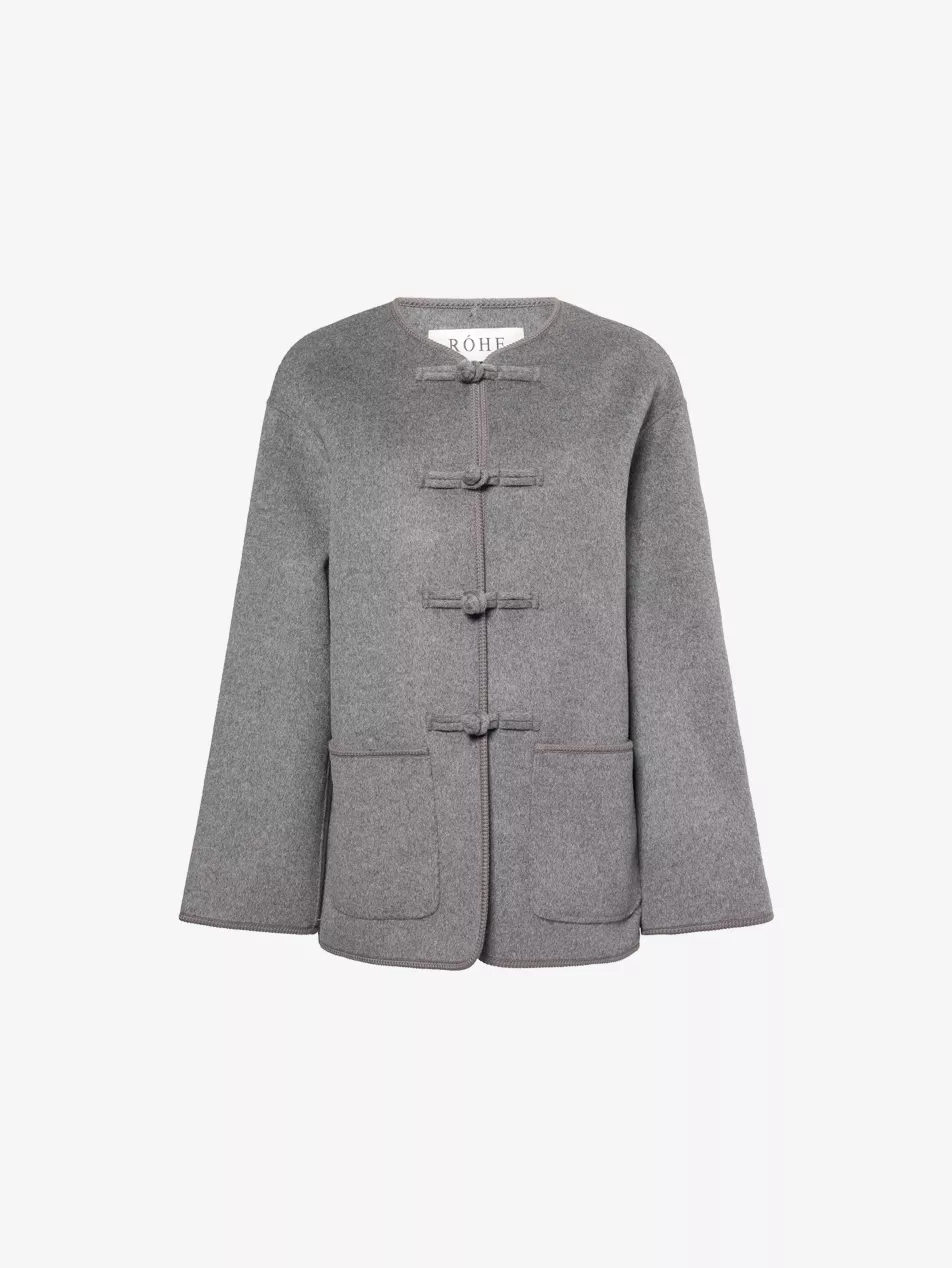 Round-Neck Patch-Pocket Wool-And-Cashmere Jacket