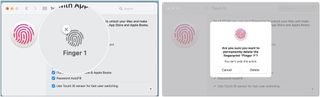 To delete and re-add your Touch ID fingerprints, hover over the fingerprint you wish to delete and click on the X. Enter your password then confirm that you want to delete the Touch ID.