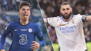 Kai Havertz of Chelsea and Karim Benzema of Real Madrid could both feature in the Chelsea vs Real Madrid live stream